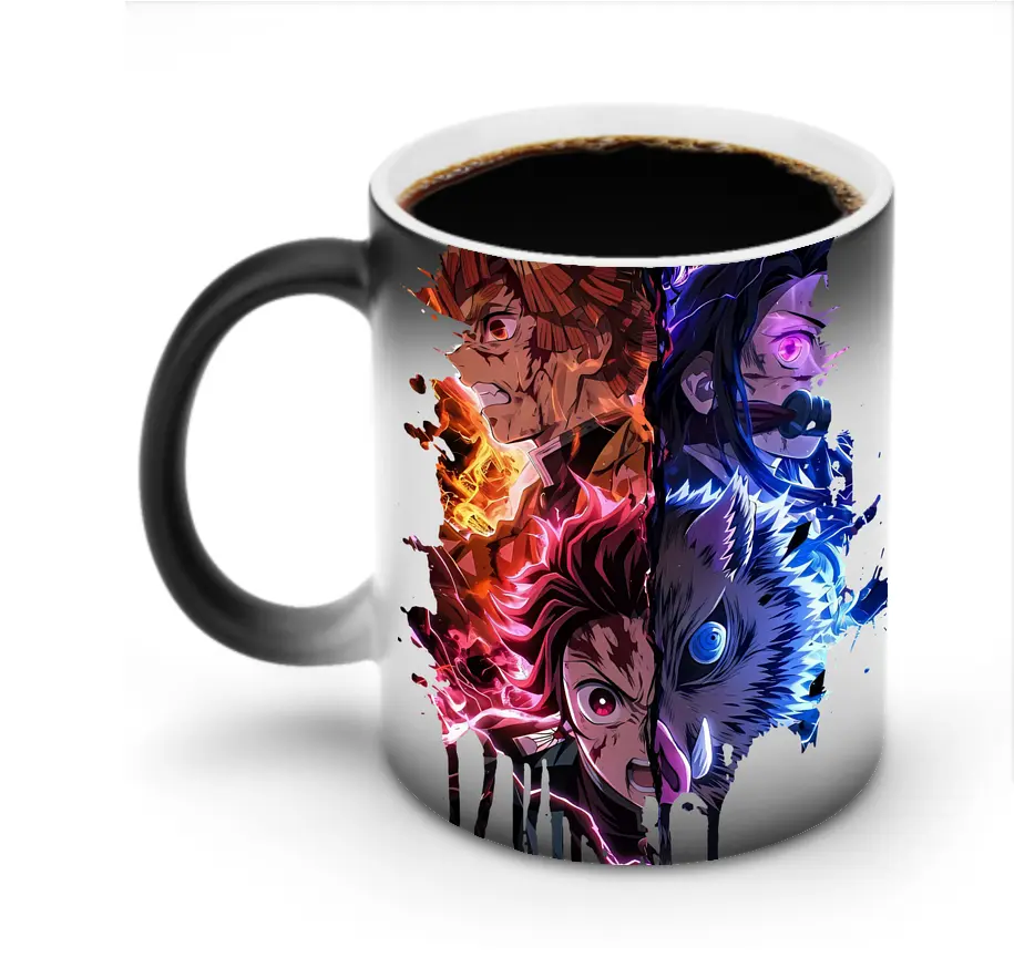鬼滅の刃 グッズ,竈門 炭治郎 - 変色マグカップ ・ セラミック ・ 熱転写プリント ・ 耐久性 高品質 ・ ギフト・自宅用 コーヒー お茶