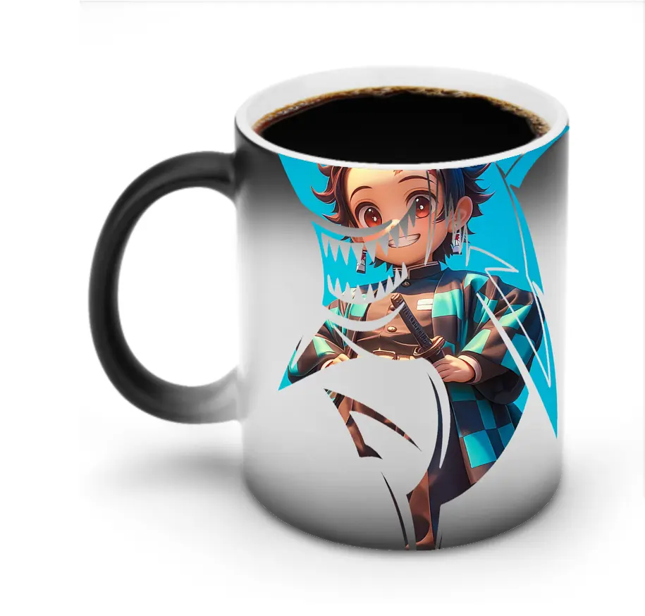 鬼滅の刃 グッズ,竈門 炭治郎 - 変色マグカップ ・ セラミック ・ 熱転写プリント ・ 耐久性 高品質 ・ ギフト・自宅用 コーヒー お茶