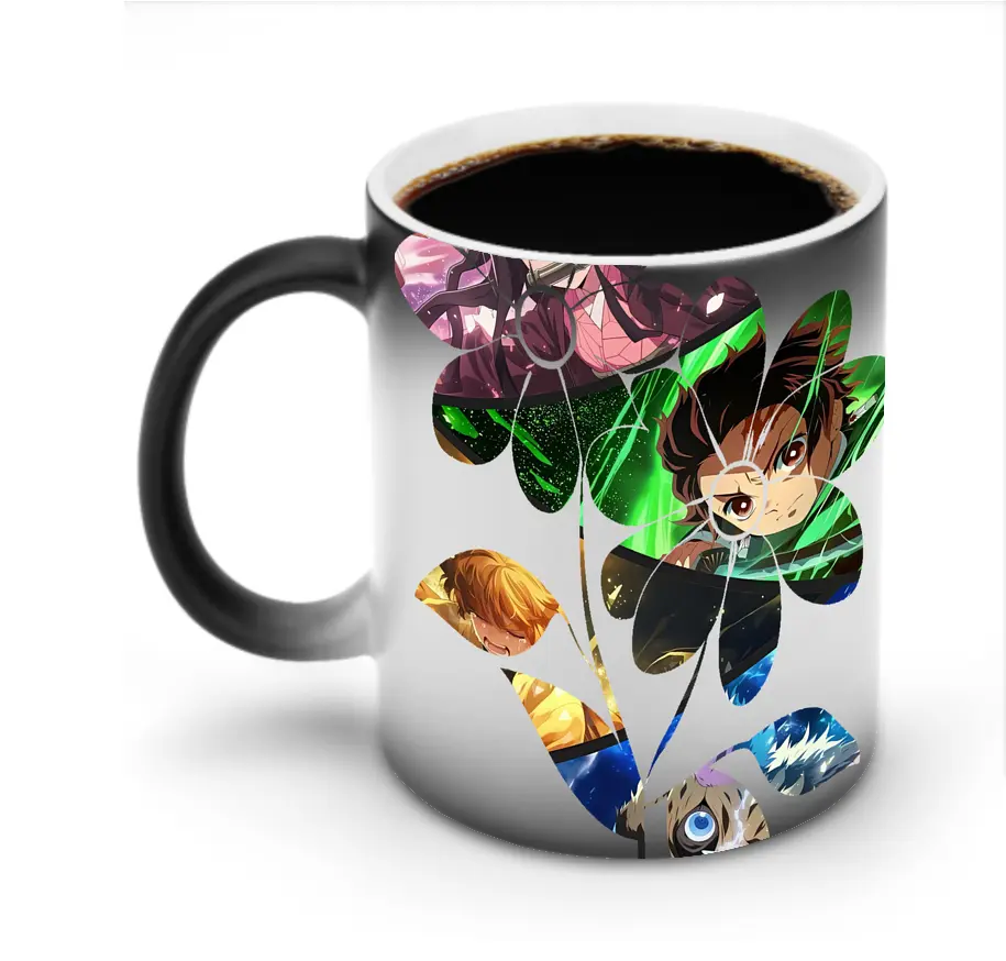 鬼滅の刃 グッズ,竈門 炭治郎 - 変色マグカップ ・ セラミック ・ 熱転写プリント ・ 耐久性 高品質 ・ ギフト・自宅用 コーヒー お茶