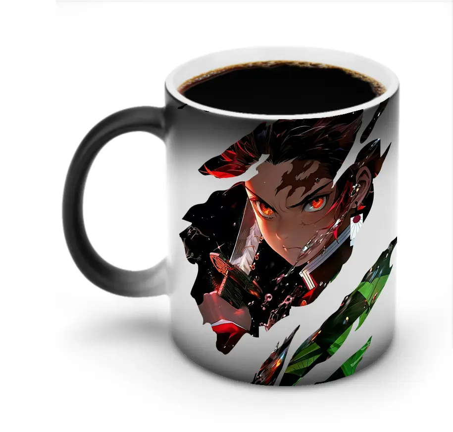 鬼滅の刃 グッズ,竈門 炭治郎 - 変色マグカップ ・ セラミック ・ 熱転写プリント ・ 耐久性 高品質 ・ ギフト・自宅用 コーヒー お茶