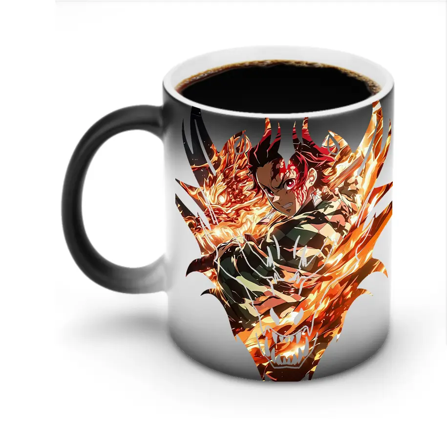 鬼滅の刃 グッズ,竈門 炭治郎 - 変色マグカップ ・ セラミック ・ 熱転写プリント ・ 耐久性 高品質 ・ ギフト・自宅用 コーヒー お茶