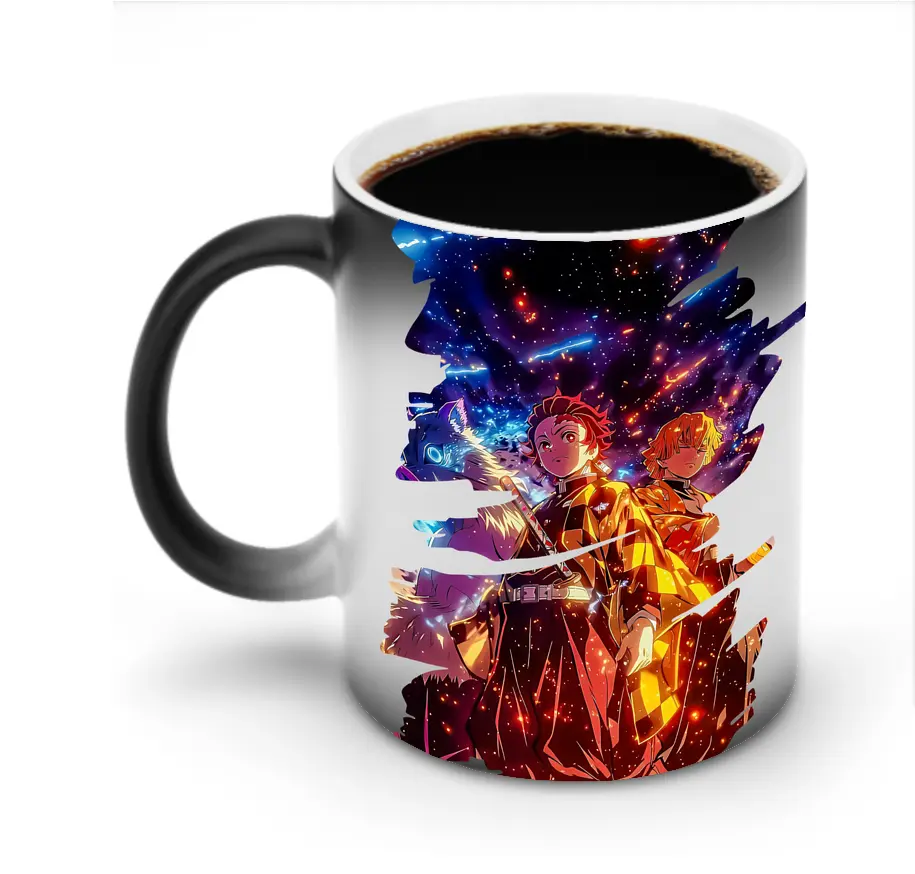 鬼滅の刃 グッズ,竈門 炭治郎 - 変色マグカップ ・ セラミック ・ 熱転写プリント ・ 耐久性 高品質 ・ ギフト・自宅用 コーヒー お茶