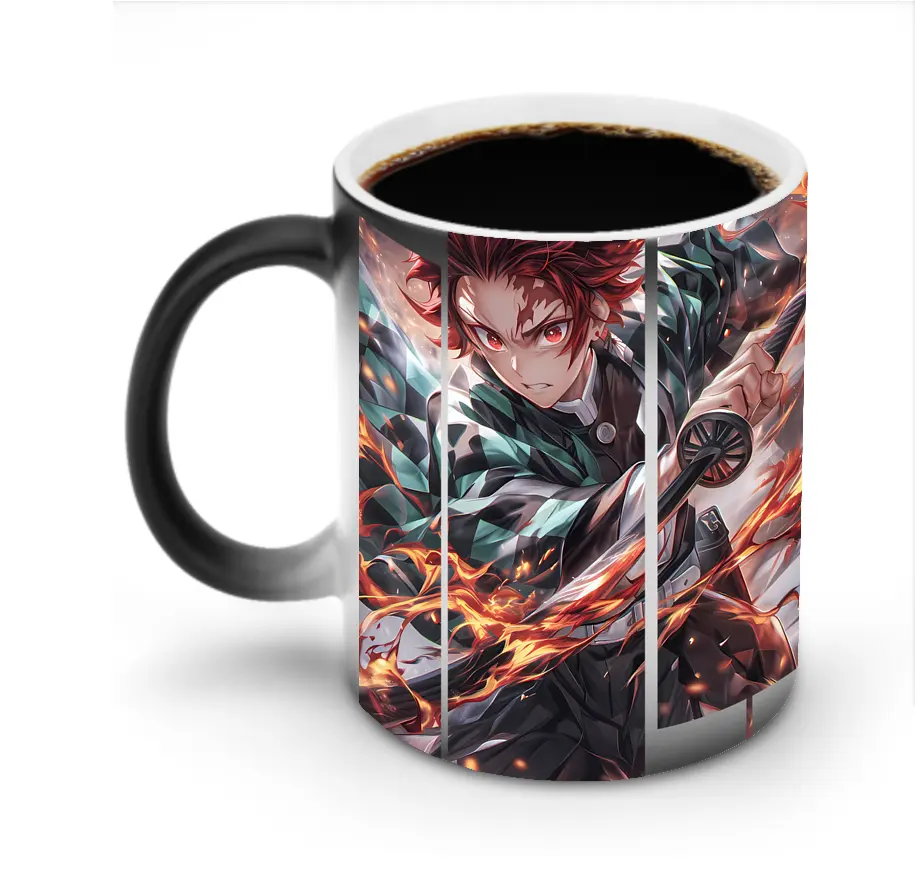 鬼滅の刃 グッズ,竈門 炭治郎 - 変色マグカップ ・ セラミック ・ 熱転写プリント ・ 耐久性 高品質 ・ ギフト・自宅用 コーヒー お茶