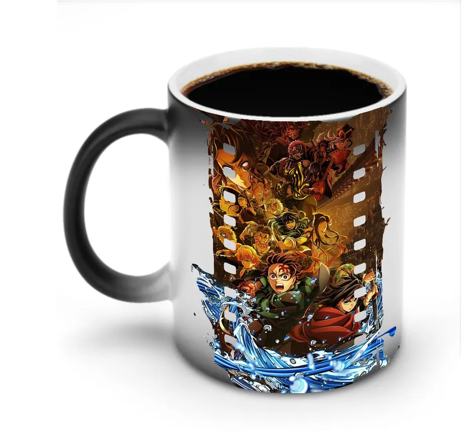鬼滅の刃 グッズ,竈門 炭治郎 - 変色マグカップ ・ セラミック ・ 熱転写プリント ・ 耐久性 高品質 ・ ギフト・自宅用 コーヒー お茶