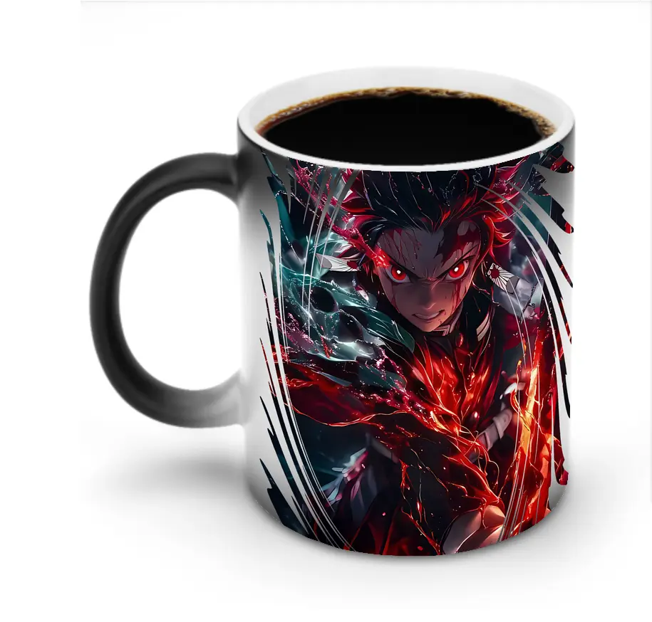 鬼滅の刃 グッズ,竈門 炭治郎 - 変色マグカップ ・ セラミック ・ 熱転写プリント ・ 耐久性 高品質 ・ ギフト・自宅用 コーヒー お茶