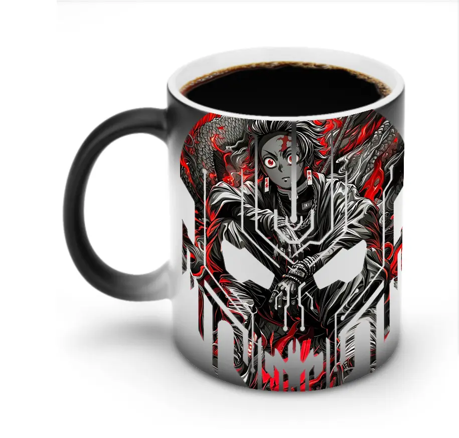 鬼滅の刃 グッズ,竈門 炭治郎 - 変色マグカップ ・ セラミック ・ 熱転写プリント ・ 耐久性 高品質 ・ ギフト・自宅用 コーヒー お茶