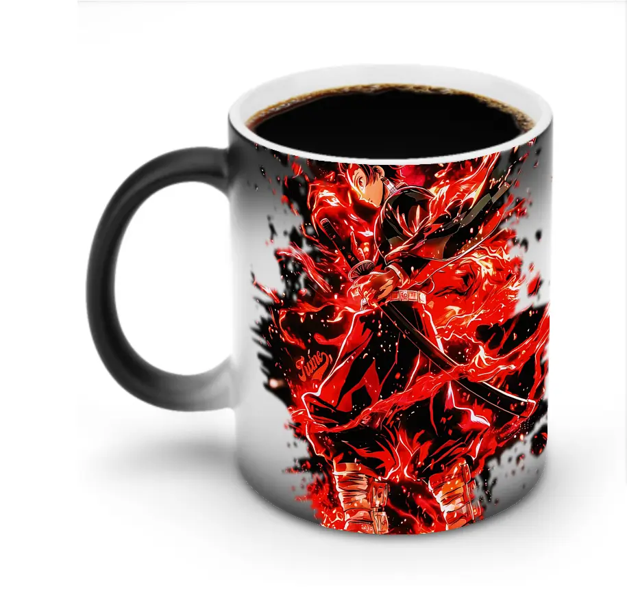 鬼滅の刃 グッズ,竈門 炭治郎 - 変色マグカップ ・ セラミック ・ 熱転写プリント ・ 耐久性 高品質 ・ ギフト・自宅用 コーヒー お茶