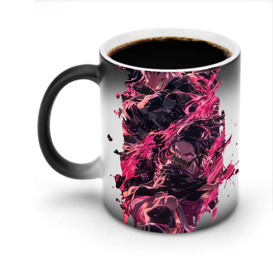 鬼滅の刃 グッズ,竈門 炭治郎 - 変色マグカップ ・ セラミック ・ 熱転写プリント ・ 耐久性 高品質 ・ ギフト・自宅用 コーヒー お茶