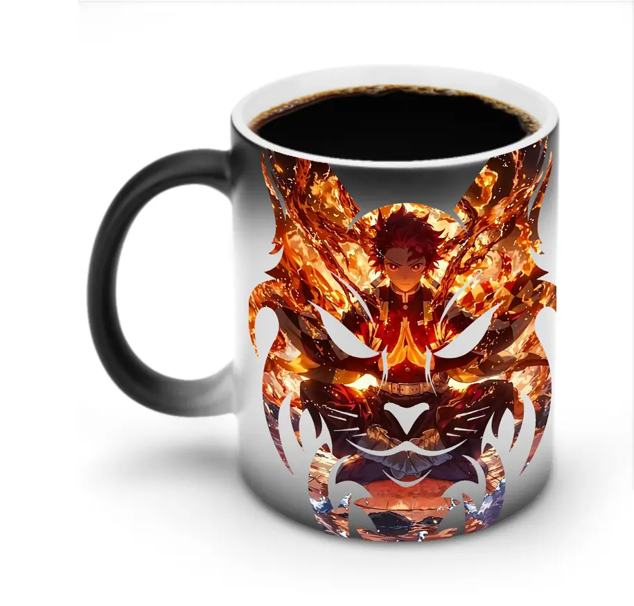 鬼滅の刃 グッズ,竈門 炭治郎 - 変色マグカップ ・ セラミック ・ 熱転写プリント ・ 耐久性 高品質 ・ ギフト・自宅用 コーヒー お茶