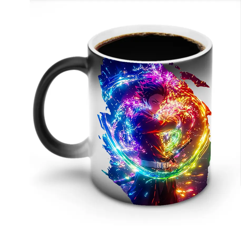 鬼滅の刃 グッズ,竈門 炭治郎 - 変色マグカップ ・ セラミック ・ 熱転写プリント ・ 耐久性 高品質 ・ ギフト・自宅用 コーヒー お茶