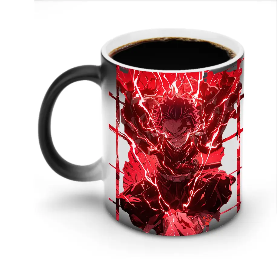 鬼滅の刃 グッズ,竈門 炭治郎 - 変色マグカップ ・ セラミック ・ 熱転写プリント ・ 耐久性 高品質 ・ ギフト・自宅用 コーヒー お茶