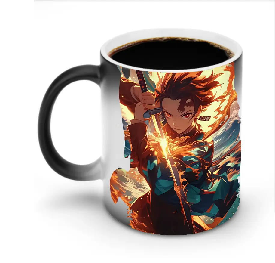 鬼滅の刃 グッズ,竈門 炭治郎 - 変色マグカップ ・ セラミック ・ 熱転写プリント ・ 耐久性 高品質 ・ ギフト・自宅用 コーヒー お茶