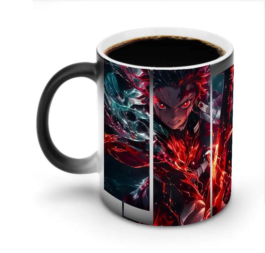 鬼滅の刃 グッズ,竈門 炭治郎 - 変色マグカップ ・ セラミック ・ 熱転写プリント ・ 耐久性 高品質 ・ ギフト・自宅用 コーヒー お茶