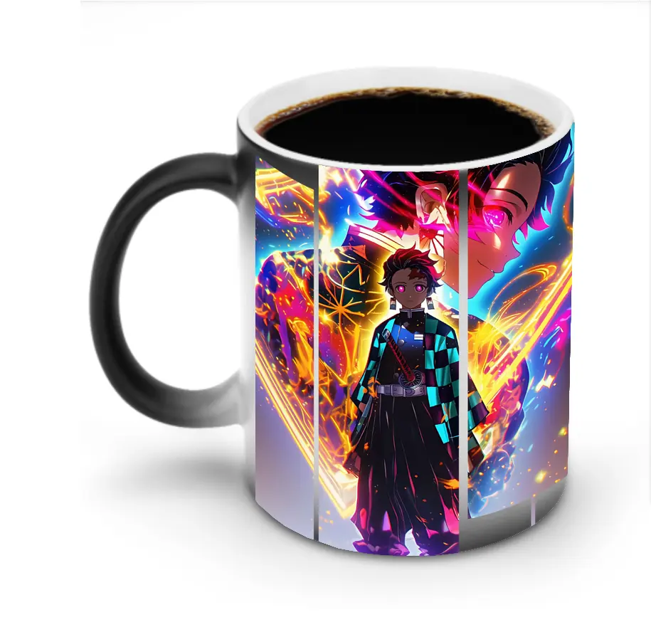 鬼滅の刃 グッズ,竈門 炭治郎 - 変色マグカップ ・ セラミック ・ 熱転写プリント ・ 耐久性 高品質 ・ ギフト・自宅用 コーヒー お茶