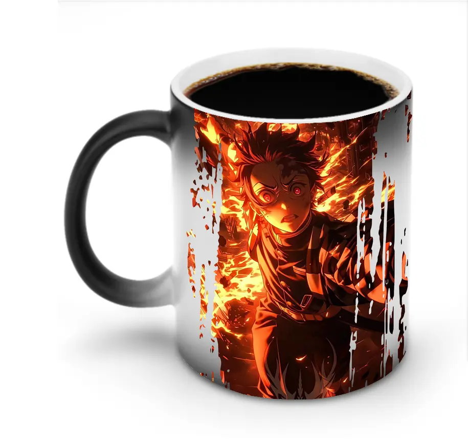 鬼滅の刃 グッズ,竈門 炭治郎 - 変色マグカップ ・ セラミック ・ 熱転写プリント ・ 耐久性 高品質 ・ ギフト・自宅用 コーヒー お茶