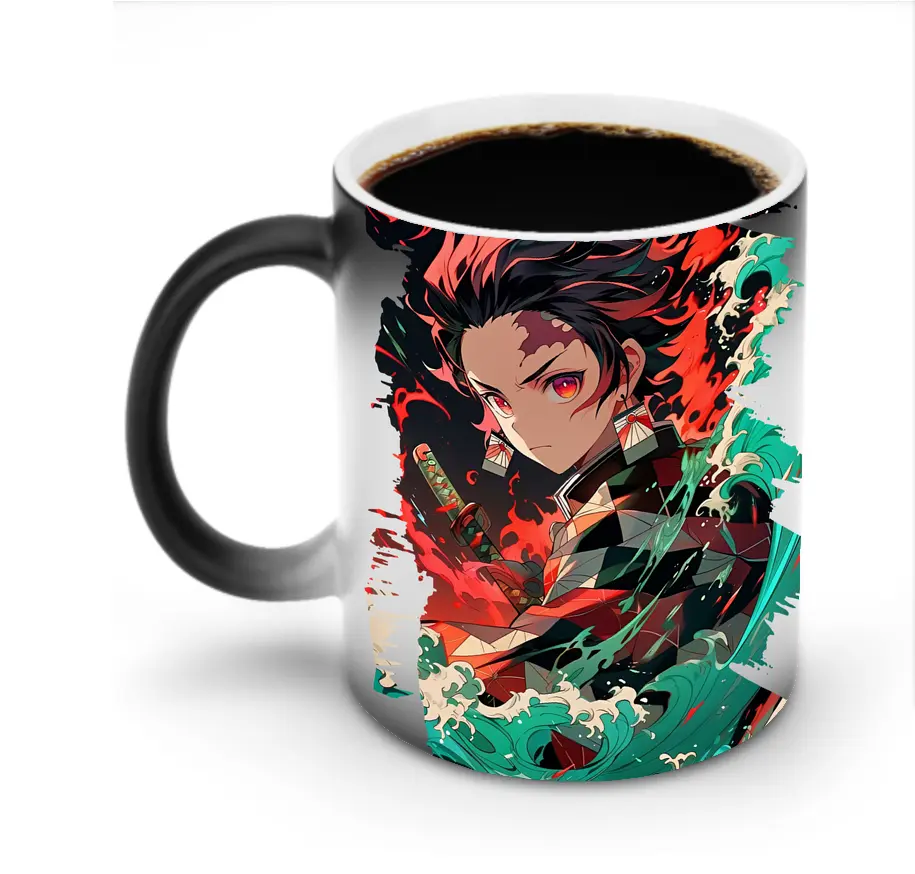 鬼滅の刃 グッズ,竈門 炭治郎 - 変色マグカップ ・ セラミック ・ 熱転写プリント ・ 耐久性 高品質 ・ ギフト・自宅用 コーヒー お茶