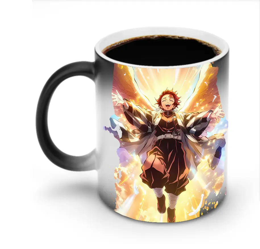 鬼滅の刃 グッズ,竈門 炭治郎 - 変色マグカップ ・ セラミック ・ 熱転写プリント ・ 耐久性 高品質 ・ ギフト・自宅用 コーヒー お茶