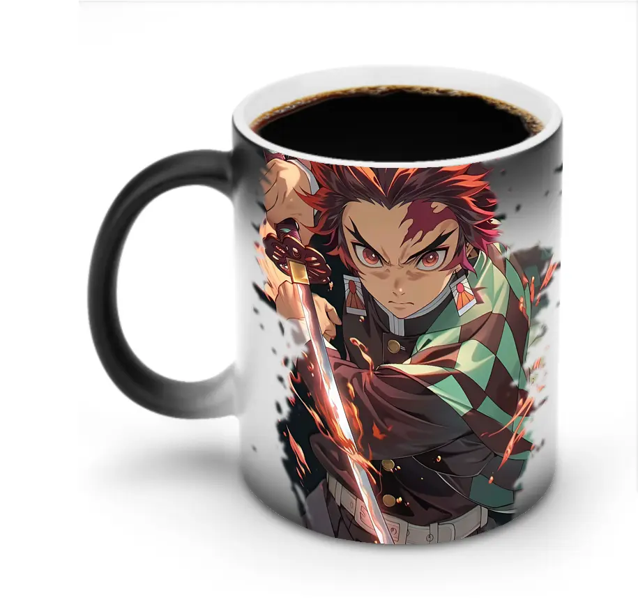 鬼滅の刃 グッズ,竈門 炭治郎 - 変色マグカップ ・ セラミック ・ 熱転写プリント ・ 耐久性 高品質 ・ ギフト・自宅用 コーヒー お茶