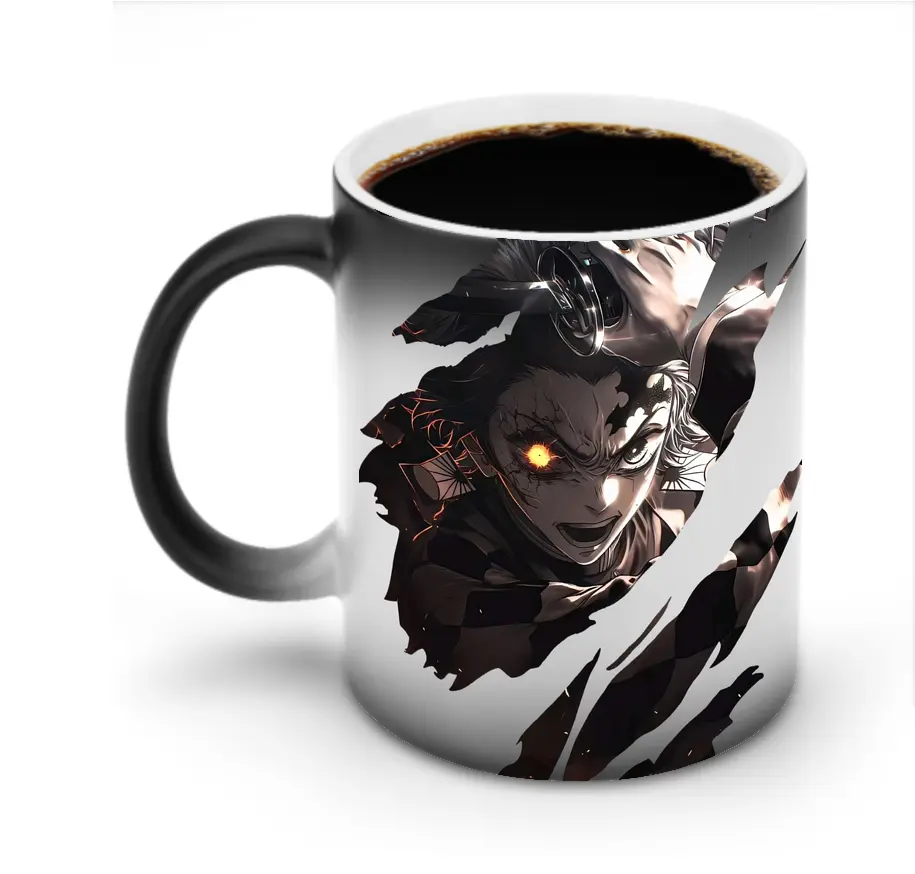鬼滅の刃 グッズ,竈門 炭治郎 - 変色マグカップ ・ セラミック ・ 熱転写プリント ・ 耐久性 高品質 ・ ギフト・自宅用 コーヒー お茶