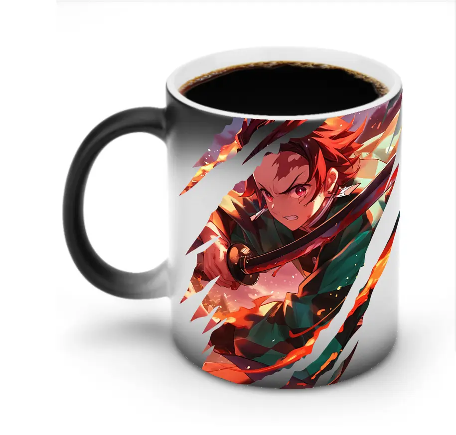 鬼滅の刃 グッズ,竈門 炭治郎 - 変色マグカップ ・ セラミック ・ 熱転写プリント ・ 耐久性 高品質 ・ ギフト・自宅用 コーヒー お茶