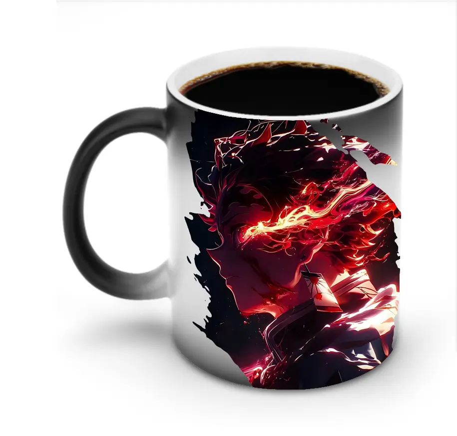 鬼滅の刃 グッズ,竈門 炭治郎 - 変色マグカップ ・ セラミック ・ 熱転写プリント ・ 耐久性 高品質 ・ ギフト・自宅用 コーヒー お茶