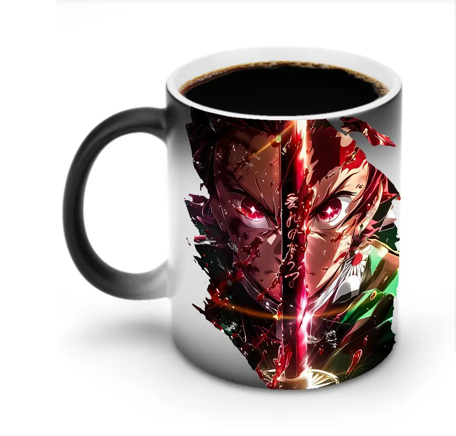 鬼滅の刃 グッズ,竈門 炭治郎 - 変色マグカップ ・ セラミック ・ 熱転写プリント ・ 耐久性 高品質 ・ ギフト・自宅用 コーヒー お茶