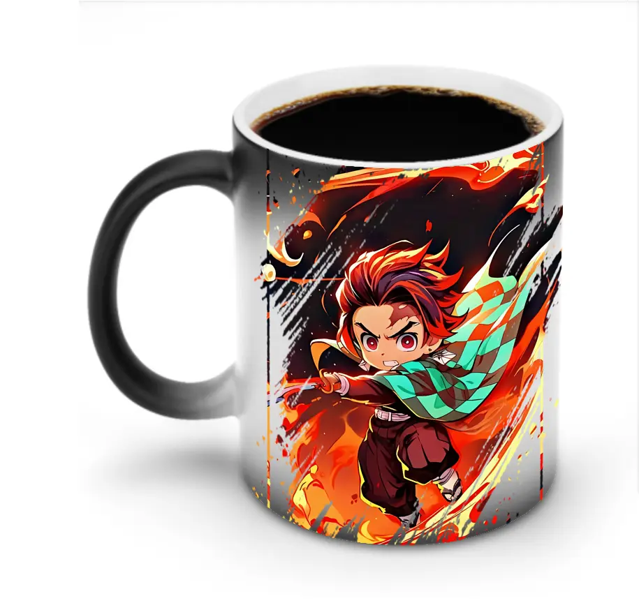 鬼滅の刃 グッズ,竈門 炭治郎 - 変色マグカップ ・ セラミック ・ 熱転写プリント ・ 耐久性 高品質 ・ ギフト・自宅用 コーヒー お茶