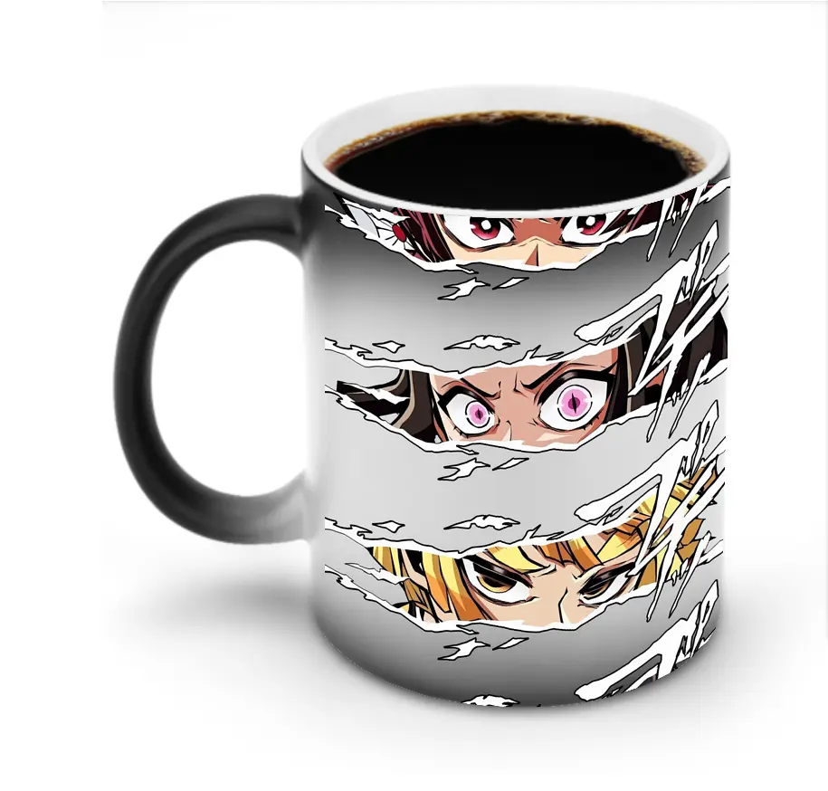 鬼滅の刃 グッズ,竈門 炭治郎 - 変色マグカップ ・ セラミック ・ 熱転写プリント ・ 耐久性 高品質 ・ ギフト・自宅用 コーヒー お茶