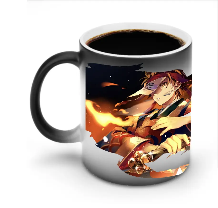 鬼滅の刃 グッズ,竈門 炭治郎 - 変色マグカップ ・ セラミック ・ 熱転写プリント ・ 耐久性 高品質 ・ ギフト・自宅用 コーヒー お茶