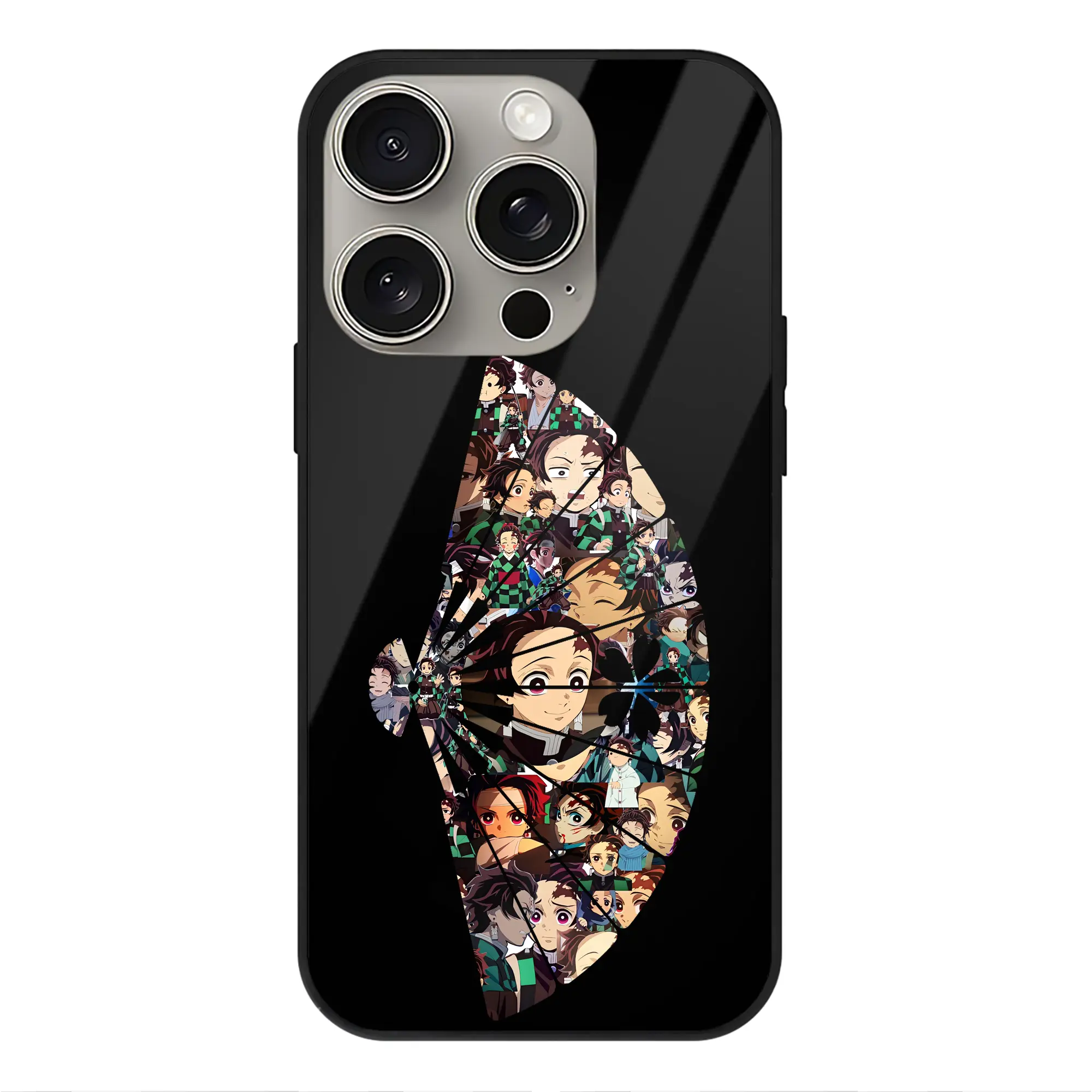 鬼滅の刃 グッズ,竈門 炭治郎 - IPhone15Pro対応 ・ スマホケース ・ 背面ガラス ・ TPU+強化ガラス ・ 耐衝撃 ・ 黄変防止 ・ ワイヤレス充電対応 ・ 3D立体ボタン