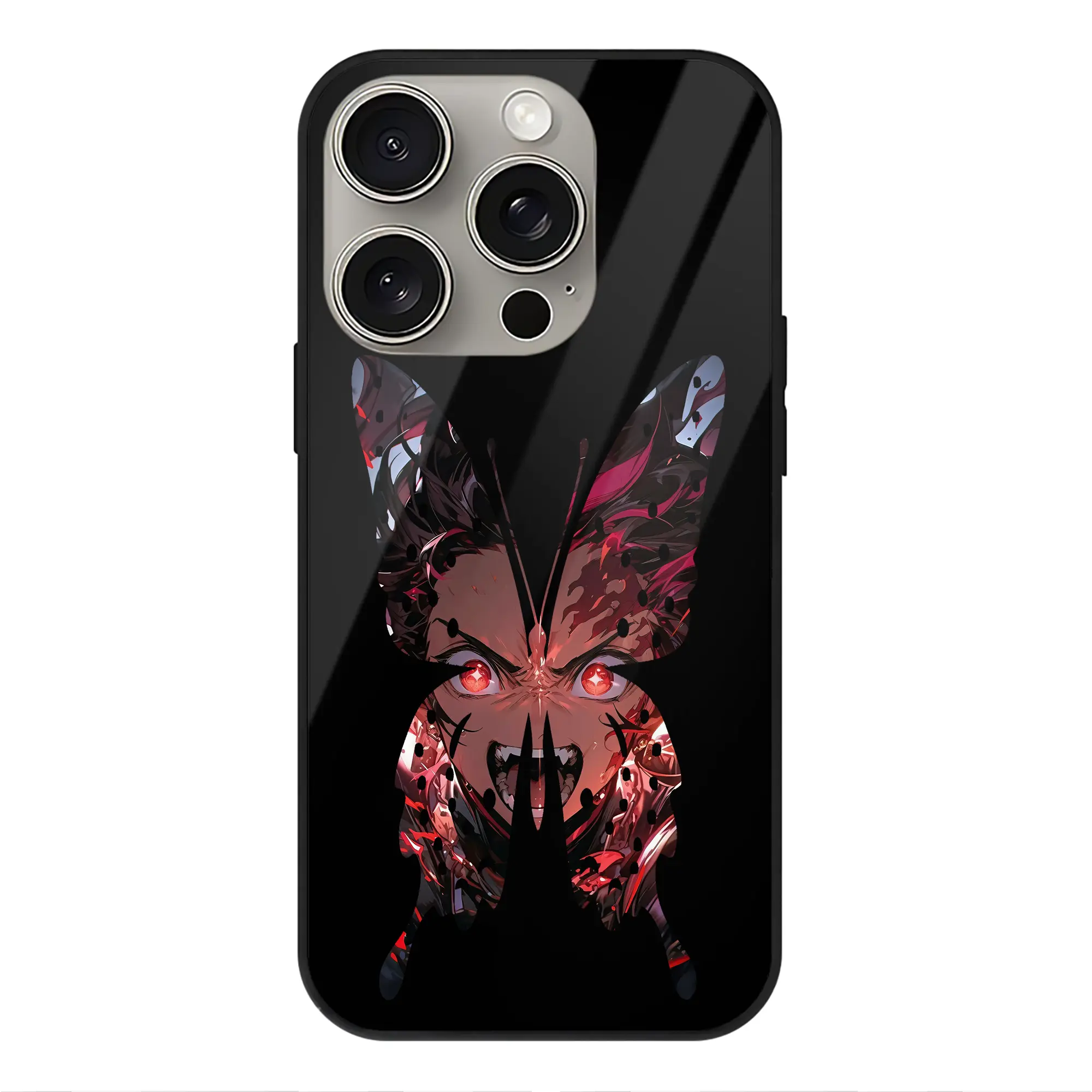 鬼滅の刃 グッズ,竈門 炭治郎 - IPhone15Pro対応 ・ スマホケース ・ 背面ガラス ・ TPU+強化ガラス ・ 耐衝撃 ・ 黄変防止 ・ ワイヤレス充電対応 ・ 3D立体ボタン