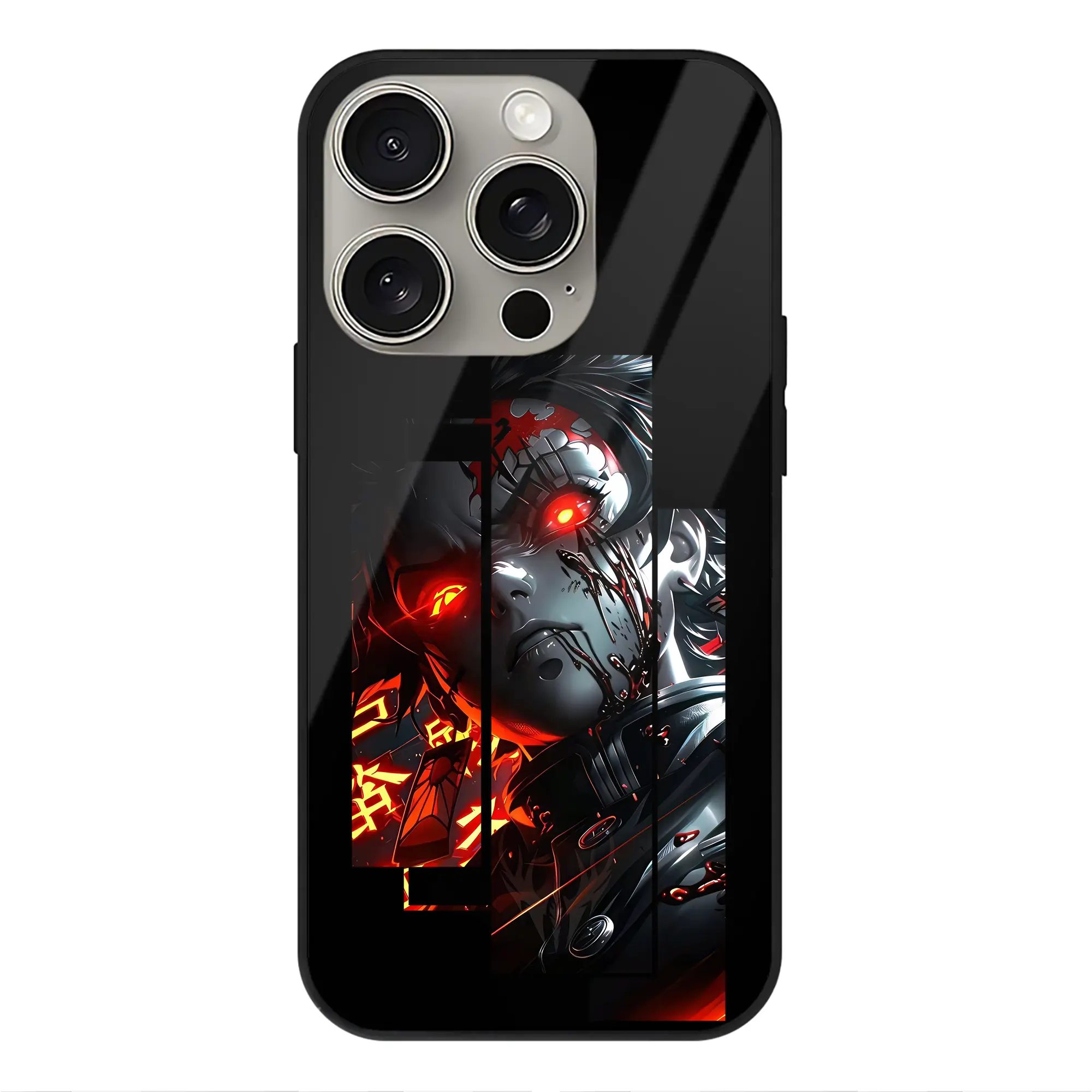 鬼滅の刃 グッズ,竈門 炭治郎 - IPhone15Pro対応 ・ スマホケース ・ 背面ガラス ・ TPU+強化ガラス ・ 耐衝撃 ・ 黄変防止 ・ ワイヤレス充電対応 ・ 3D立体ボタン