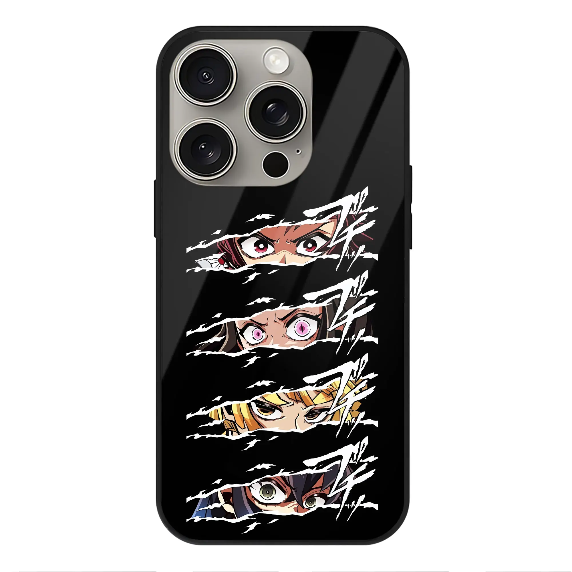 鬼滅の刃 グッズ,竈門 炭治郎 - IPhone15Pro対応 ・ スマホケース ・ 背面ガラス ・ TPU+強化ガラス ・ 耐衝撃 ・ 黄変防止 ・ ワイヤレス充電対応 ・ 3D立体ボタン