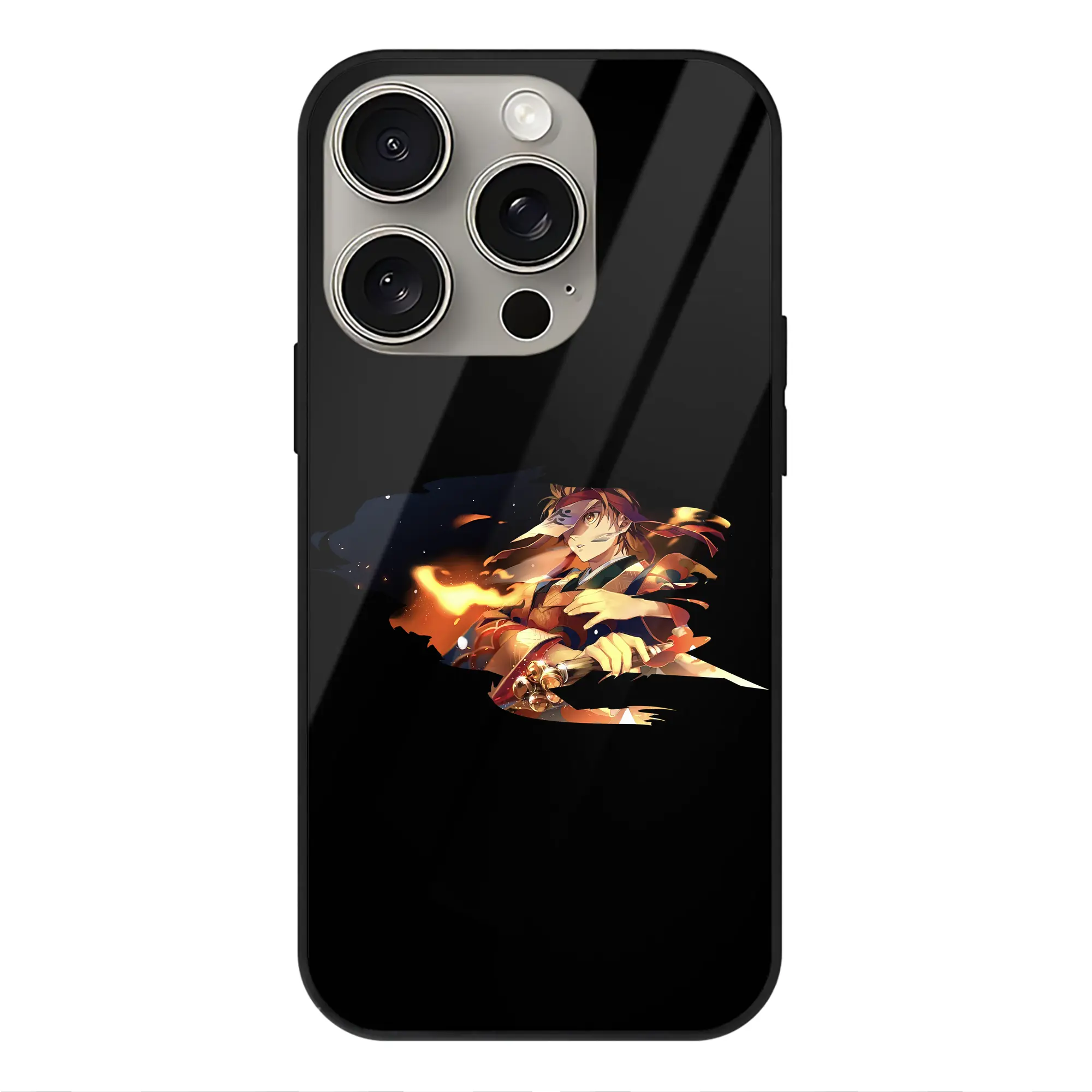 鬼滅の刃 グッズ,竈門 炭治郎 - IPhone15Pro対応 ・ スマホケース ・ 背面ガラス ・ TPU+強化ガラス ・ 耐衝撃 ・ 黄変防止 ・ ワイヤレス充電対応 ・ 3D立体ボタン