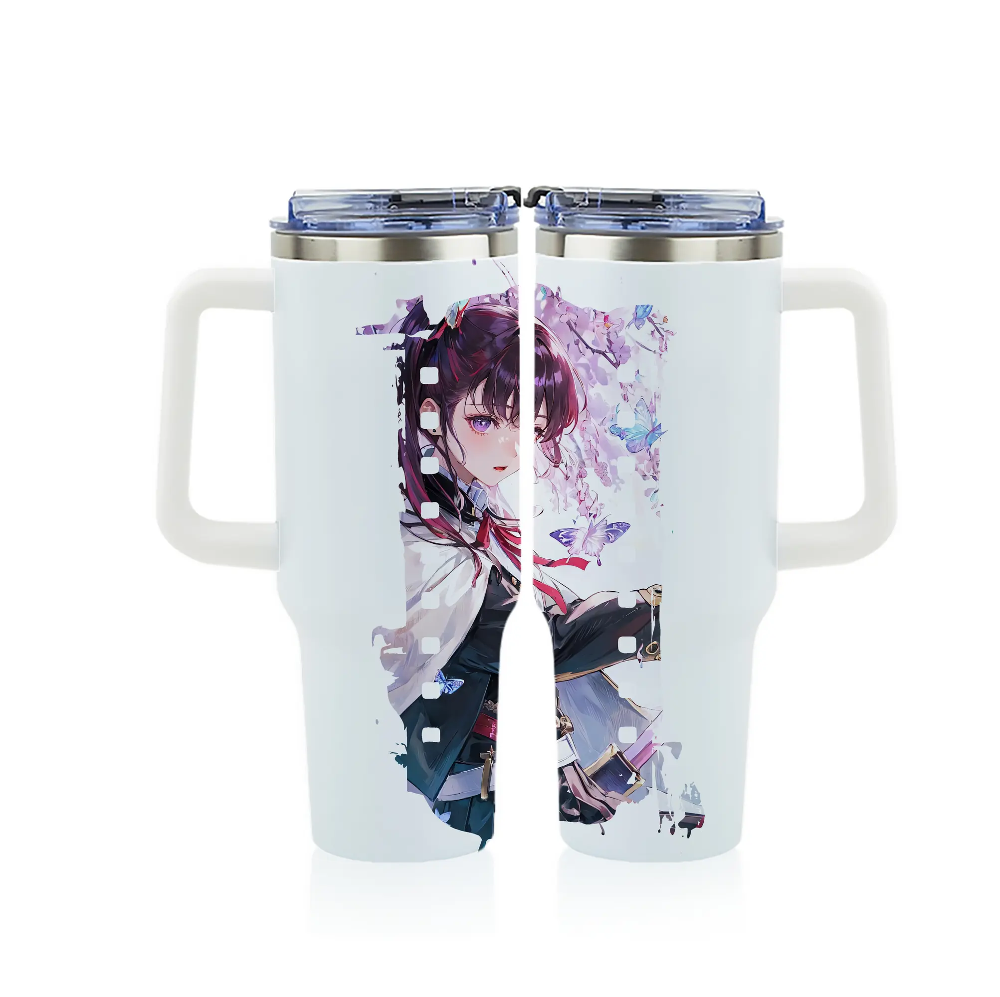 鬼滅の刃 グッズ,栗花落 カナヲ - 1200mL フルプリント車用タンブラー ・ 304ステンレス 内側 ・ 201ステンレス 外側 ・ 保温 保冷 ・ 通勤 ドライブ アウトドア用