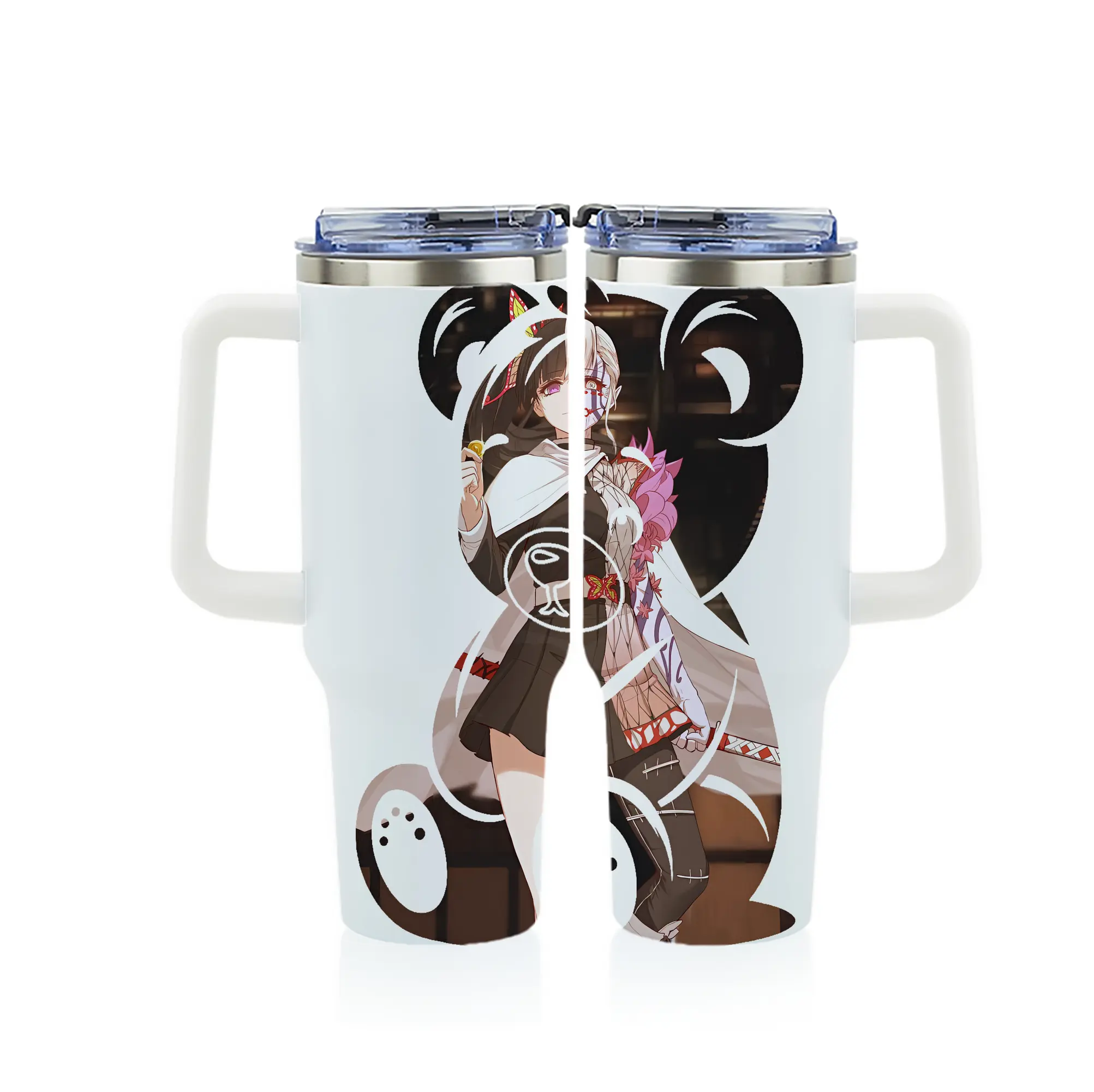 鬼滅の刃 グッズ,栗花落 カナヲ - 1200mL フルプリント車用タンブラー ・ 304ステンレス 内側 ・ 201ステンレス 外側 ・ 保温 保冷 ・ 通勤 ドライブ アウトドア用