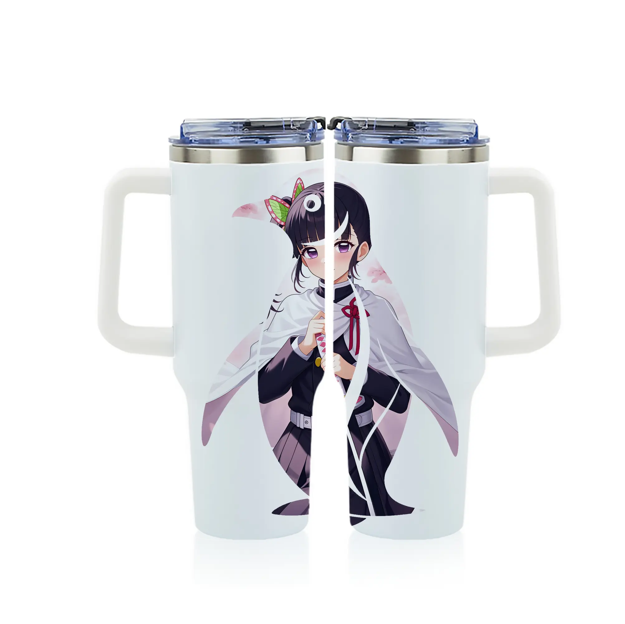 鬼滅の刃 グッズ,栗花落 カナヲ - 1200mL フルプリント車用タンブラー ・ 304ステンレス 内側 ・ 201ステンレス 外側 ・ 保温 保冷 ・ 通勤 ドライブ アウトドア用