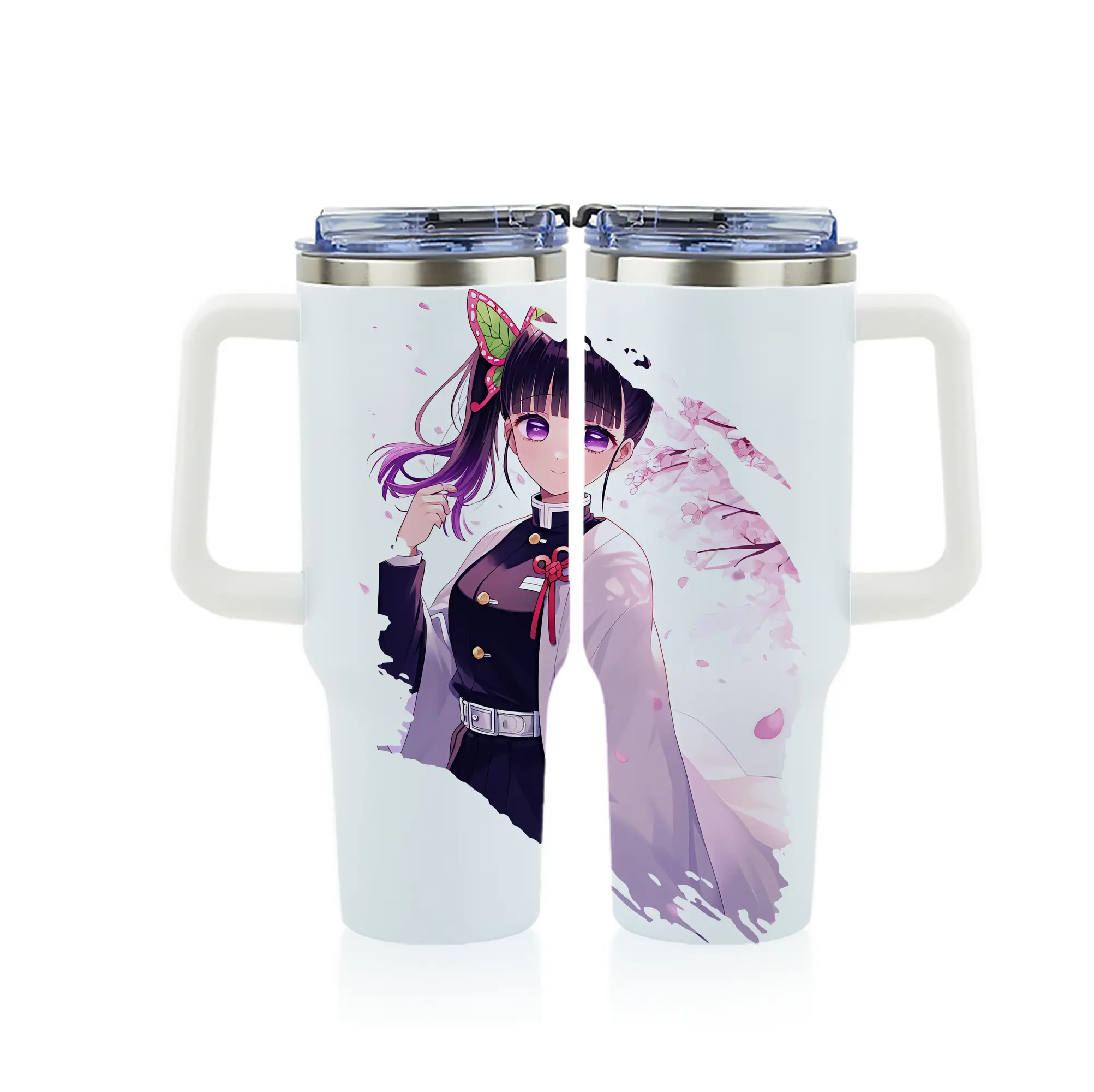 鬼滅の刃 グッズ,栗花落 カナヲ - 1200mL フルプリント車用タンブラー ・ 304ステンレス 内側 ・ 201ステンレス 外側 ・ 保温 保冷 ・ 通勤 ドライブ アウトドア用