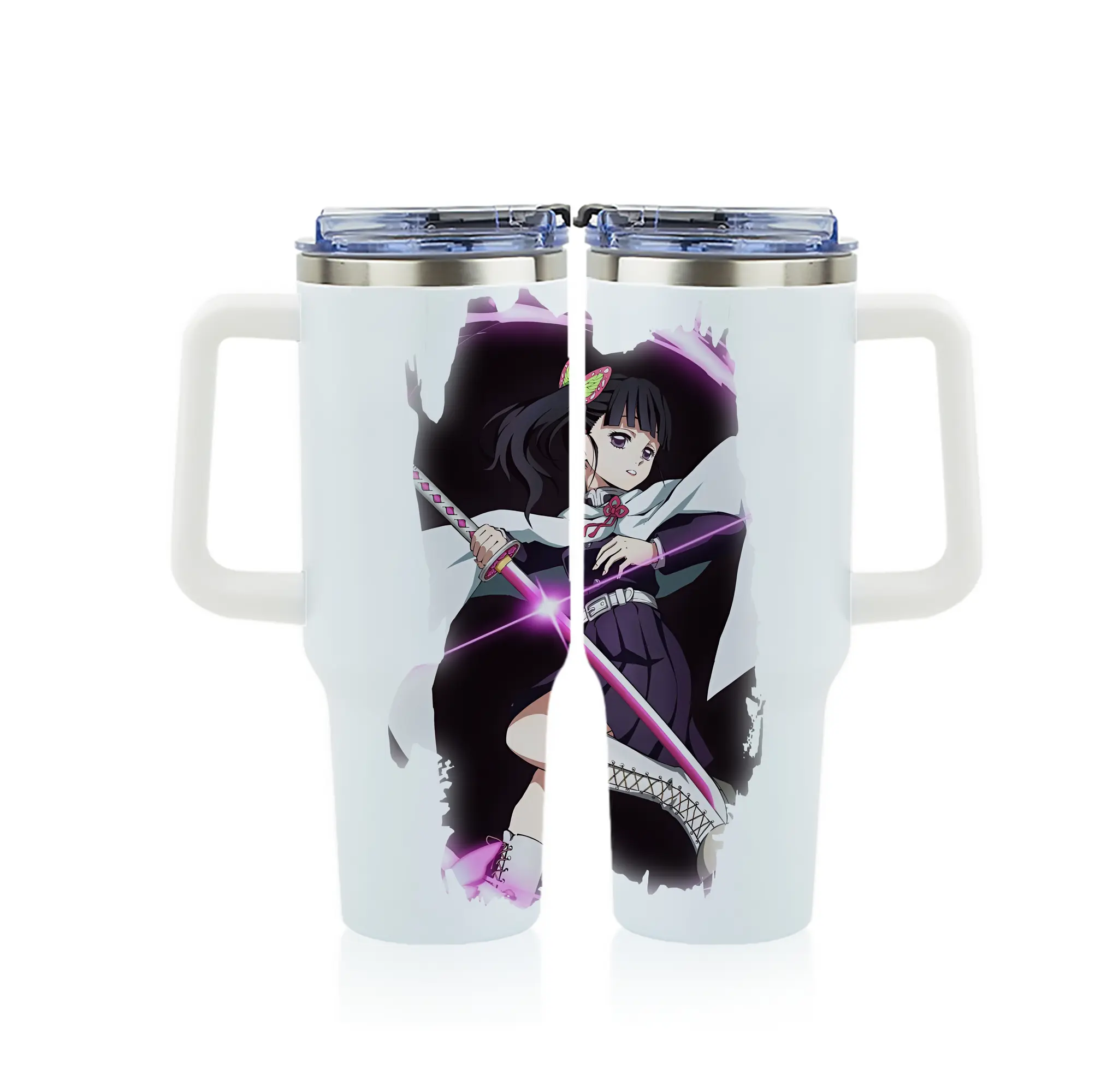 鬼滅の刃 グッズ,栗花落 カナヲ - 1200mL フルプリント車用タンブラー ・ 304ステンレス 内側 ・ 201ステンレス 外側 ・ 保温 保冷 ・ 通勤 ドライブ アウトドア用