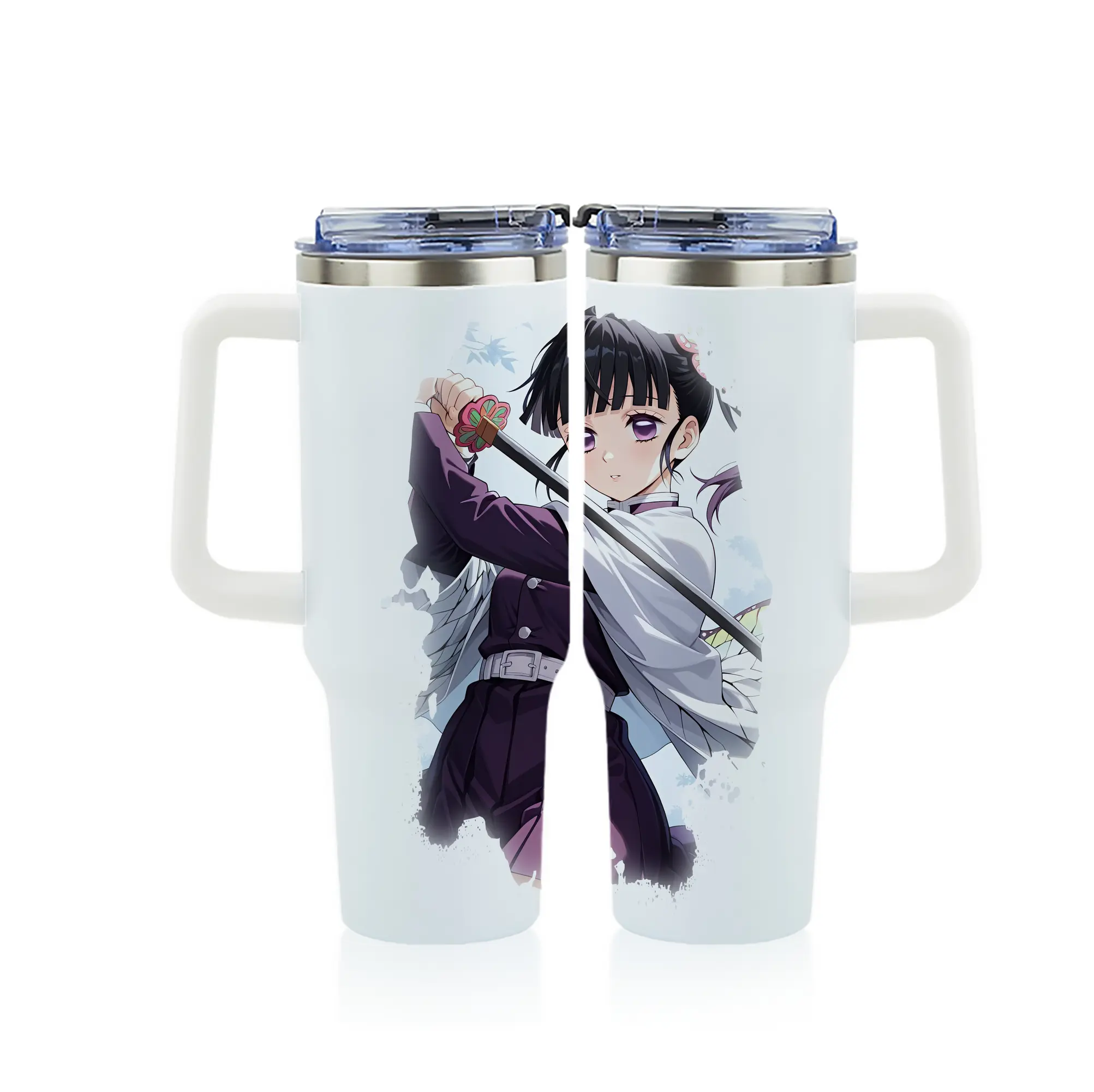 鬼滅の刃 グッズ,栗花落 カナヲ - 1200mL フルプリント車用タンブラー ・ 304ステンレス 内側 ・ 201ステンレス 外側 ・ 保温 保冷 ・ 通勤 ドライブ アウトドア用