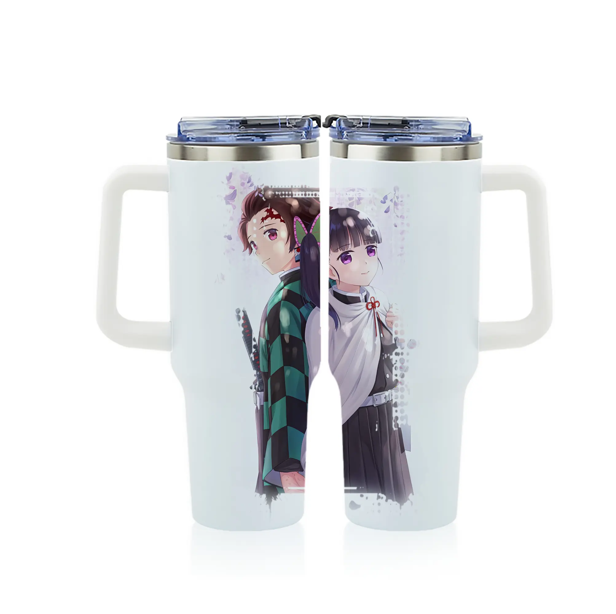 鬼滅の刃 グッズ,栗花落 カナヲ - 1200mL フルプリント車用タンブラー ・ 304ステンレス 内側 ・ 201ステンレス 外側 ・ 保温 保冷 ・ 通勤 ドライブ アウトドア用