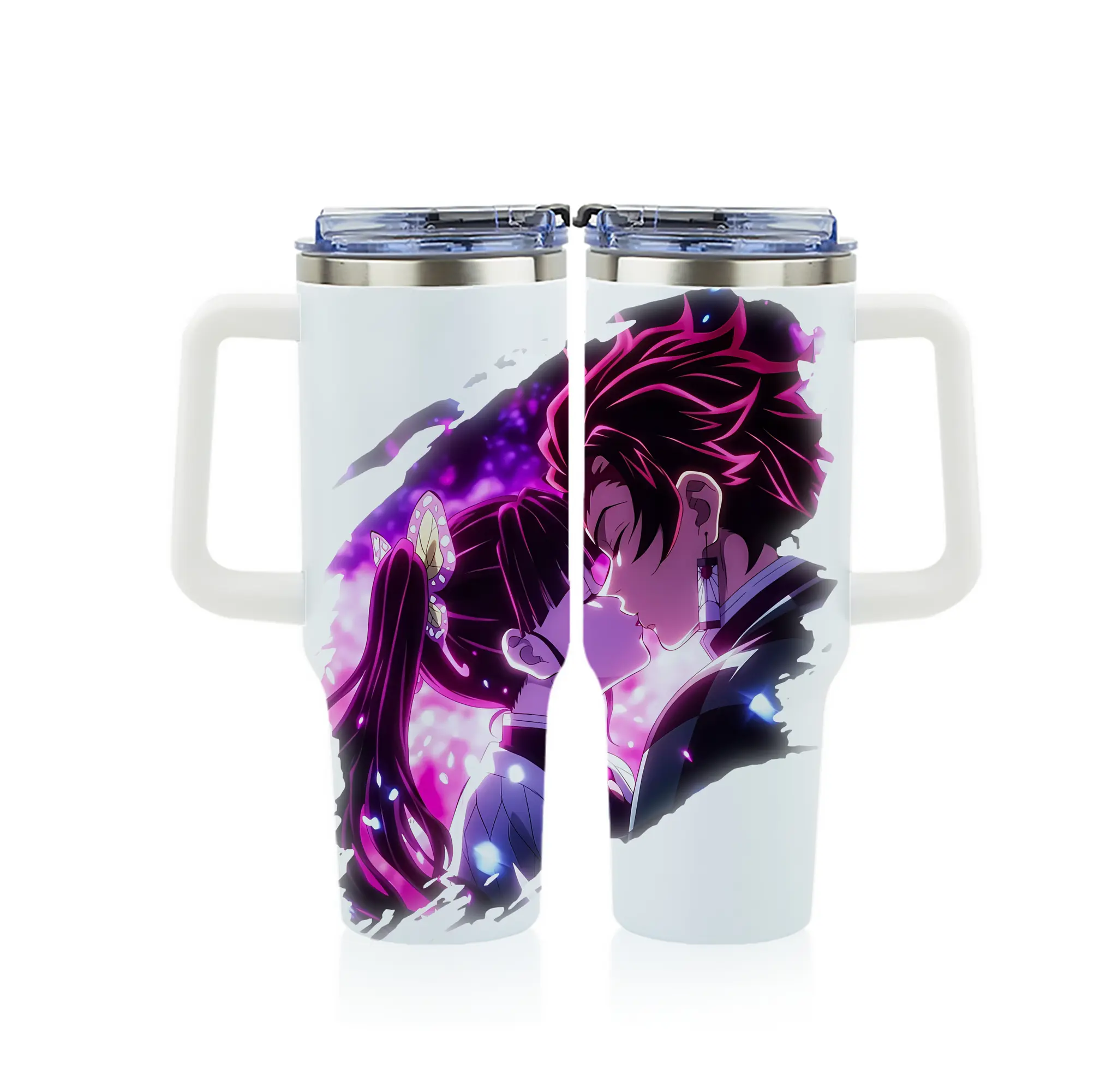 鬼滅の刃 グッズ,栗花落 カナヲ - 1200mL フルプリント車用タンブラー ・ 304ステンレス 内側 ・ 201ステンレス 外側 ・ 保温 保冷 ・ 通勤 ドライブ アウトドア用