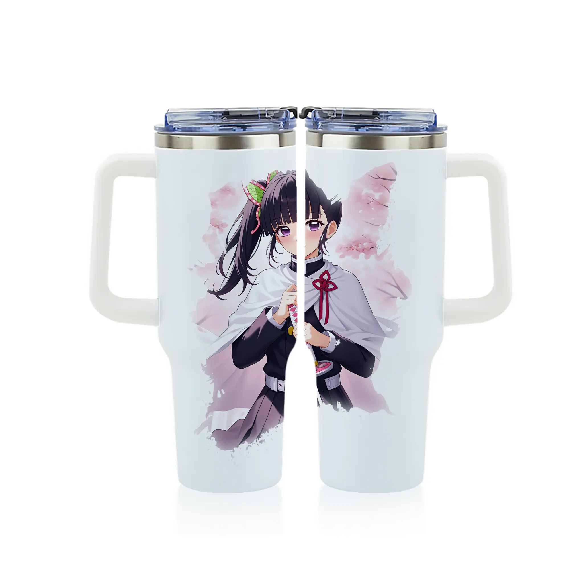 鬼滅の刃 グッズ,栗花落 カナヲ - 1200mL フルプリント車用タンブラー ・ 304ステンレス 内側 ・ 201ステンレス 外側 ・ 保温 保冷 ・ 通勤 ドライブ アウトドア用