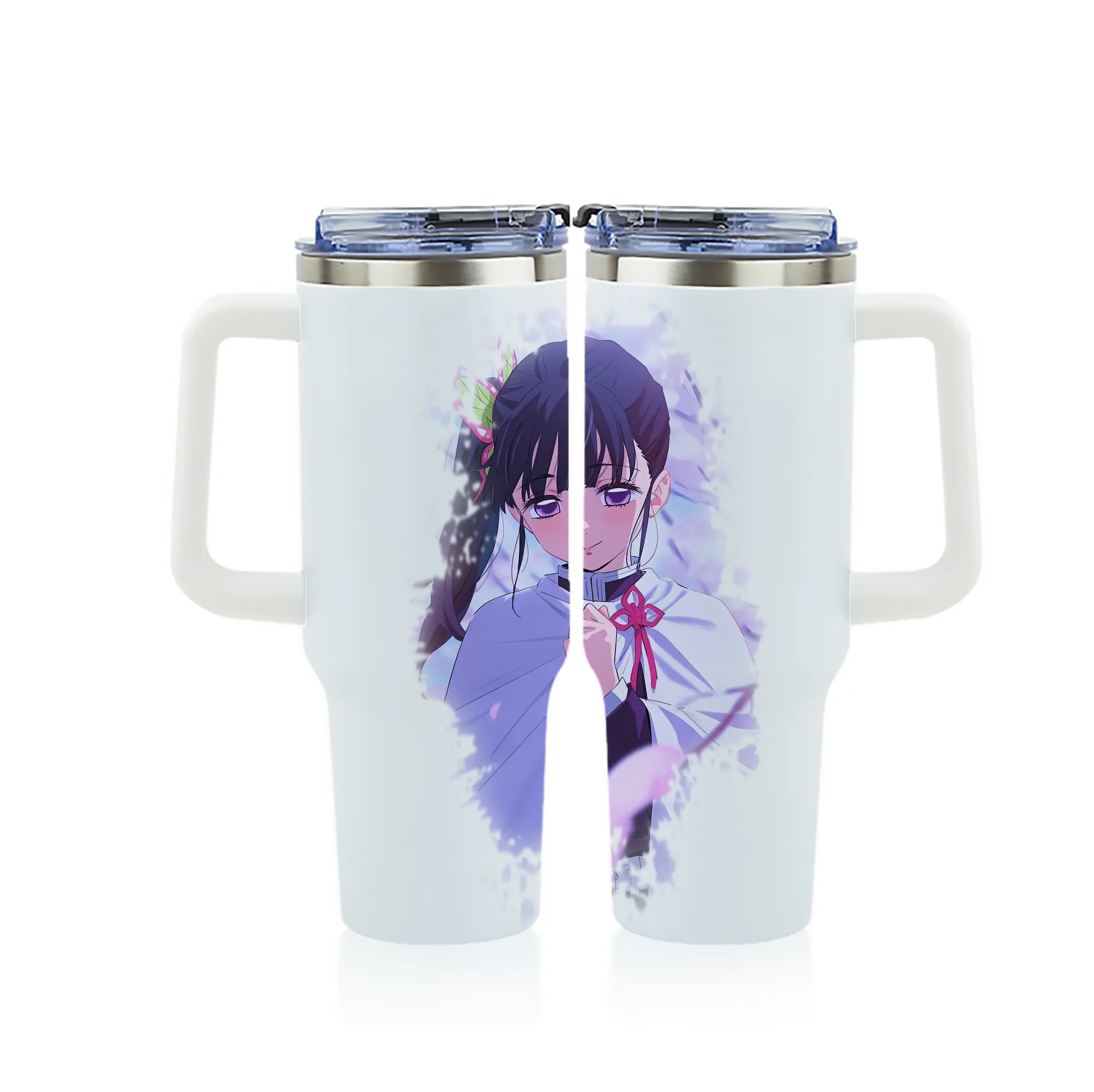 鬼滅の刃 グッズ,栗花落 カナヲ - 1200mL フルプリント車用タンブラー ・ 304ステンレス 内側 ・ 201ステンレス 外側 ・ 保温 保冷 ・ 通勤 ドライブ アウトドア用