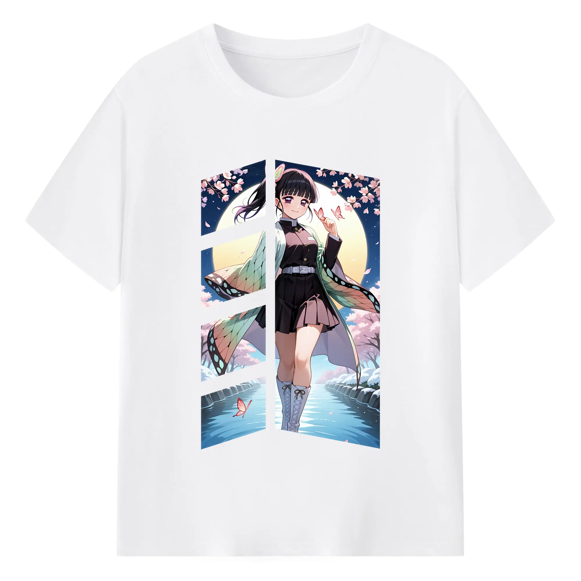 鬼滅の刃 グッズ,栗花落 カナヲ - 綿100％ 半袖Tシャツ ・ フロントプリント ・ 快適 通気性 ・ 日常使い 散歩 スポーツ用