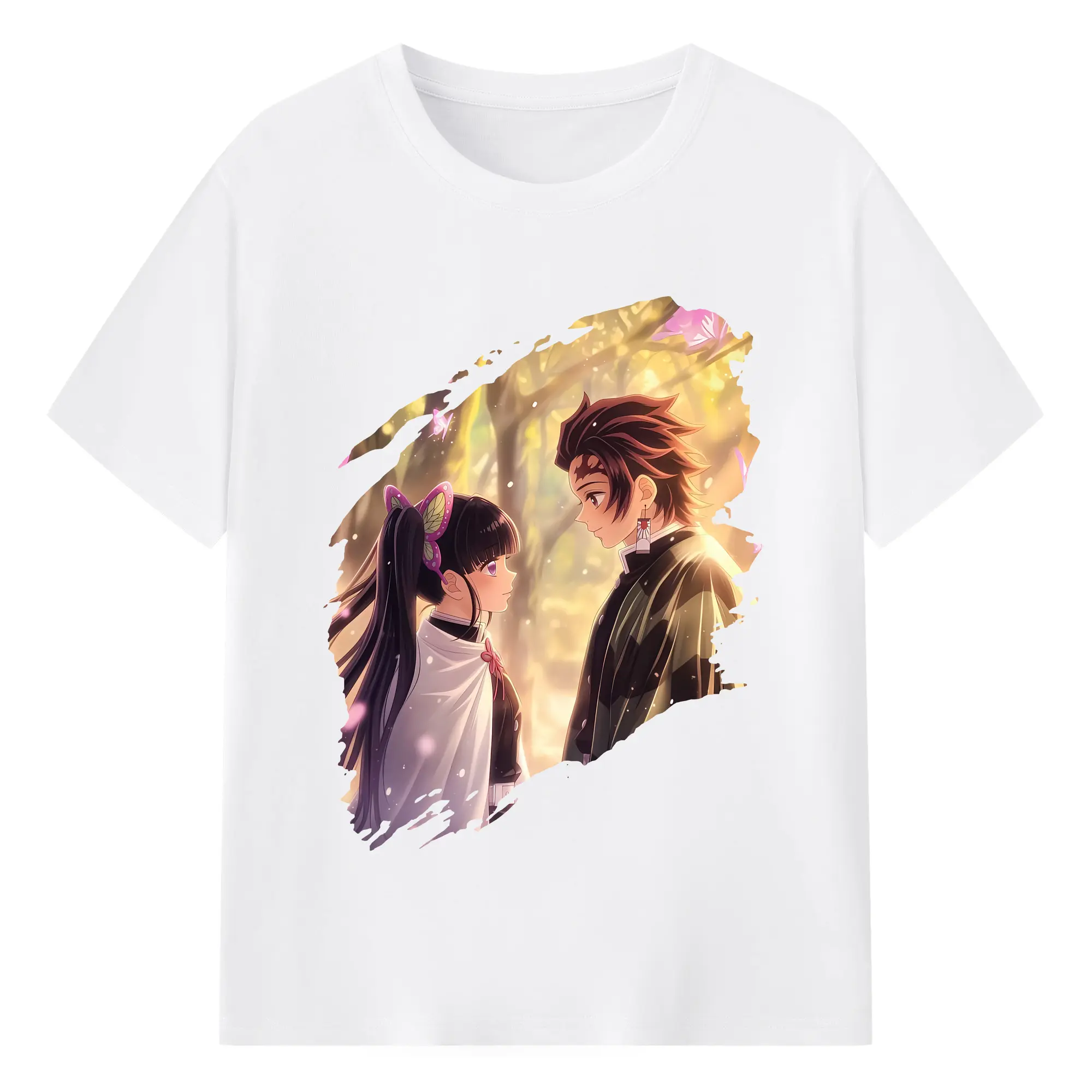 鬼滅の刃 グッズ,栗花落 カナヲ - 綿100％ 半袖Tシャツ ・ フロントプリント ・ 快適 通気性 ・ 日常使い 散歩 スポーツ用