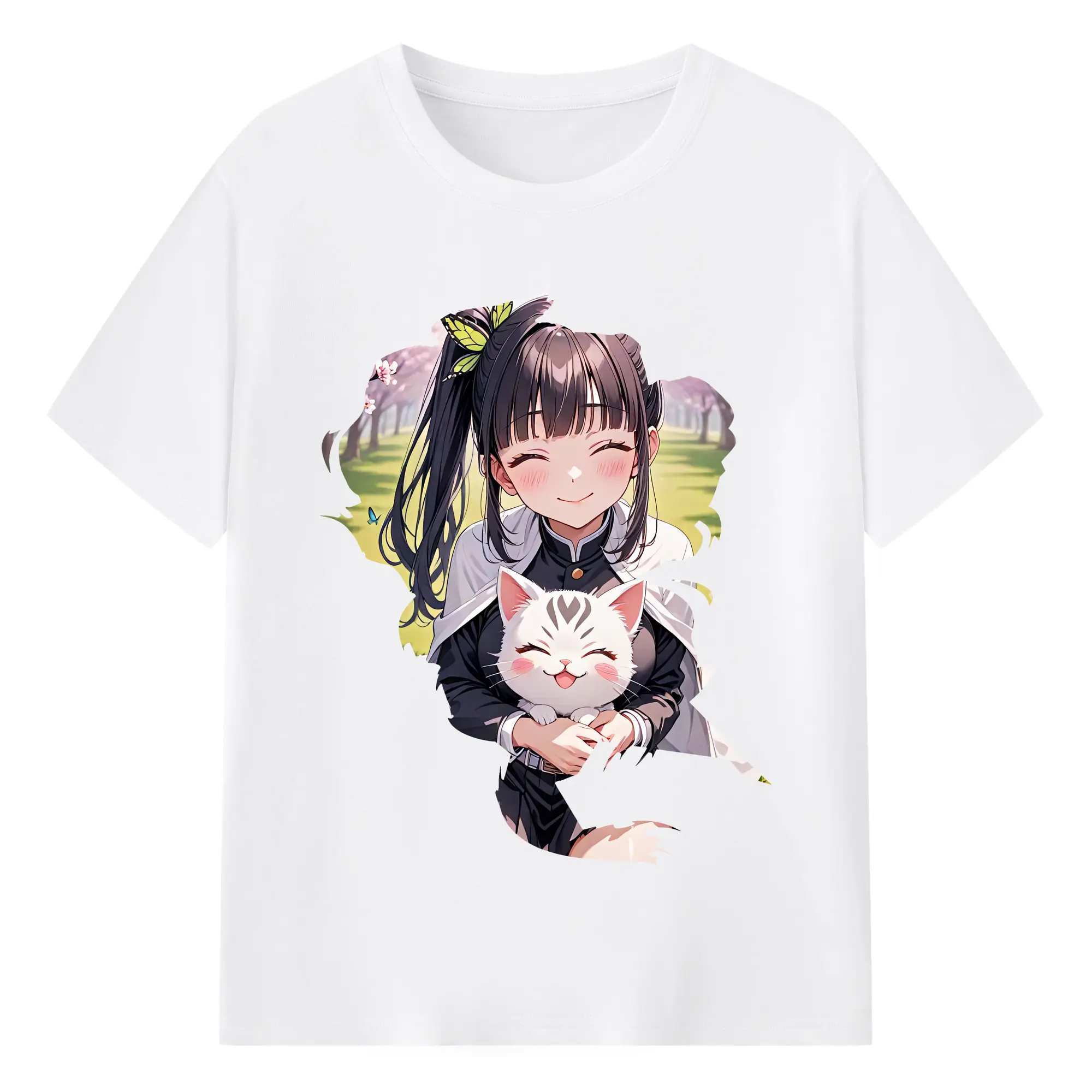 鬼滅の刃 グッズ,栗花落 カナヲ - 綿100％ 半袖Tシャツ ・ フロントプリント ・ 快適 通気性 ・ 日常使い 散歩 スポーツ用