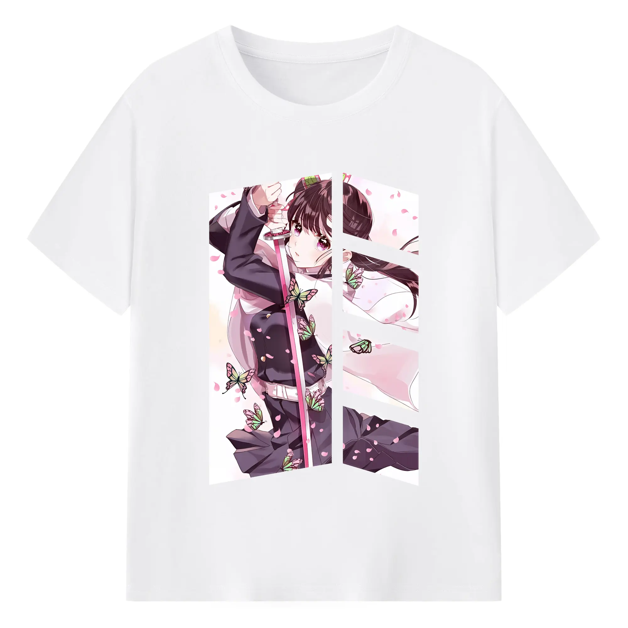 鬼滅の刃 グッズ,栗花落 カナヲ - 綿100％ 半袖Tシャツ ・ フロントプリント ・ 快適 通気性 ・ 日常使い 散歩 スポーツ用