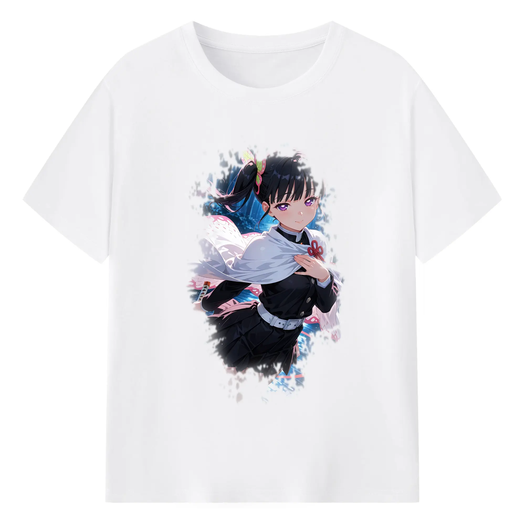 鬼滅の刃 グッズ,栗花落 カナヲ - 綿100％ 半袖Tシャツ ・ フロントプリント ・ 快適 通気性 ・ 日常使い 散歩 スポーツ用