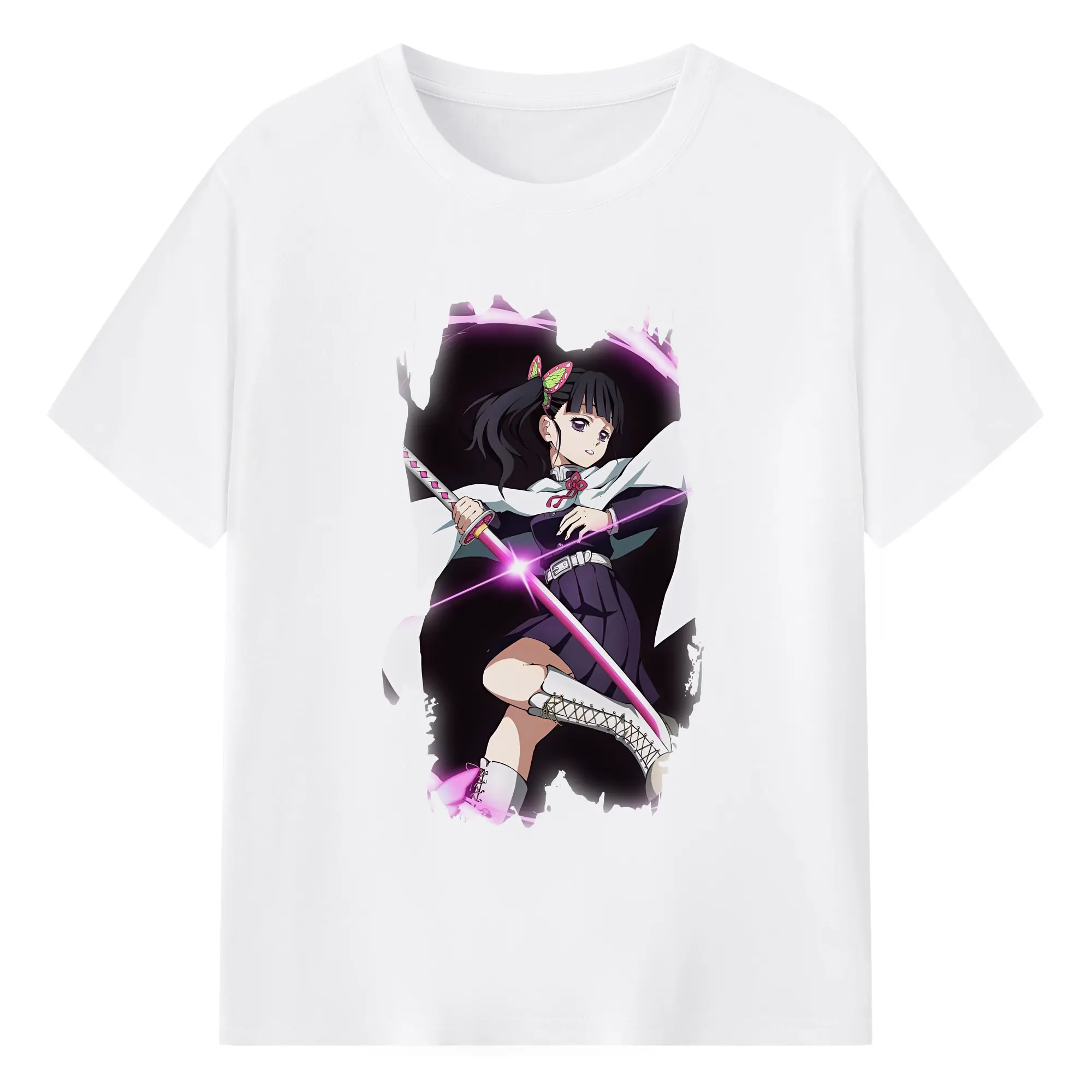 鬼滅の刃 グッズ,栗花落 カナヲ - 綿100％ 半袖Tシャツ ・ フロントプリント ・ 快適 通気性 ・ 日常使い 散歩 スポーツ用